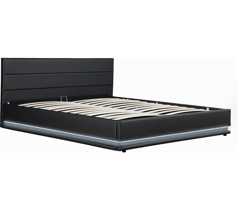 Lit LED Avec Coffre "anastasia" - 180 X 200 Cm - Noir