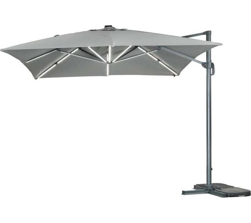 Parasol Jardin Déporté LED Alu "sun 3 Luxe" 3 X 3 M - Gris