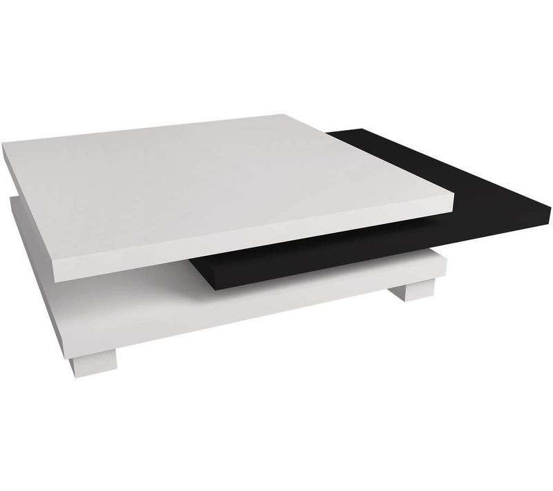 Table Basse "elena" - 80 X 80 X 32 Cm - Blanc / Noir