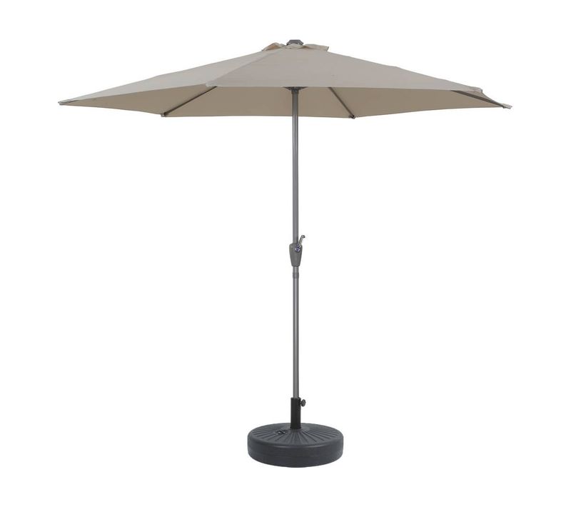 Parasol Jardin Droit Alu "sol" - Rond - D. 3m - Ecru - Avec Pied à Lester