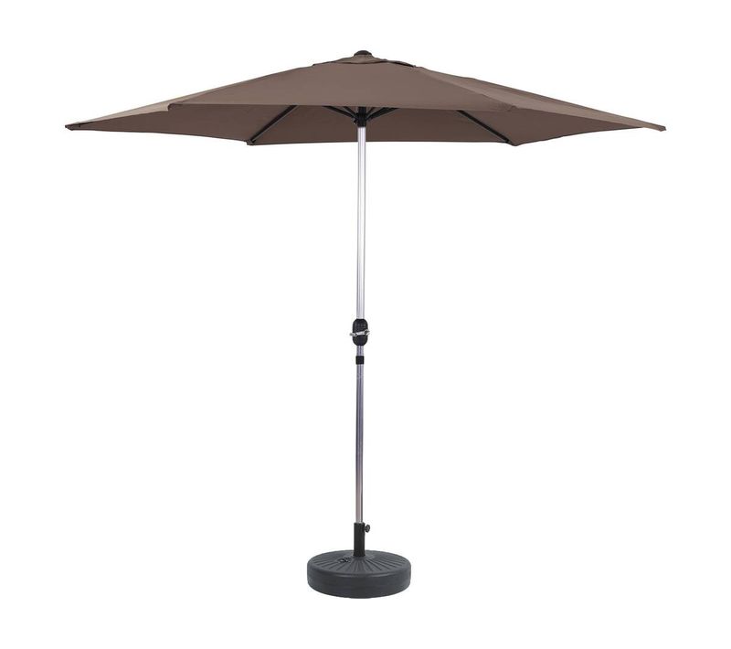 Parasol Jardin Droit Alu "sol" - Rond - Ø 3m - Taupe - Avec Pied à Lester
