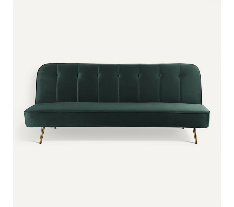 Canapé Clic Clac Velours "james" - 180 X  83 X 75 Cm - 3 Places - Vert Foncé.