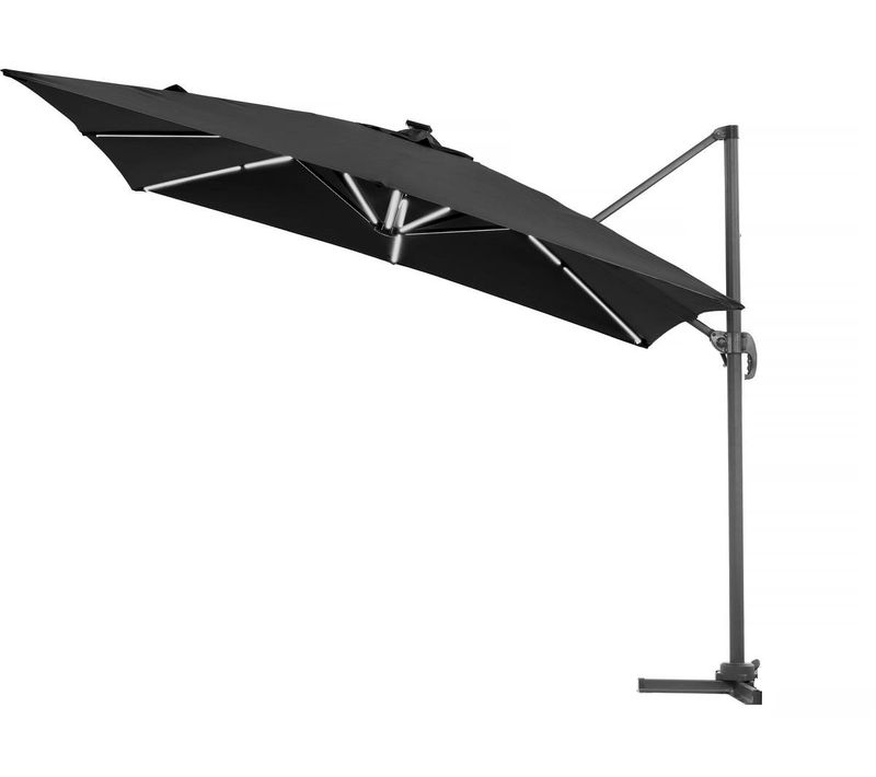 Parasol Déporté Avec LED - "sun 4 Luxe" - 3 X 4 M - Noir