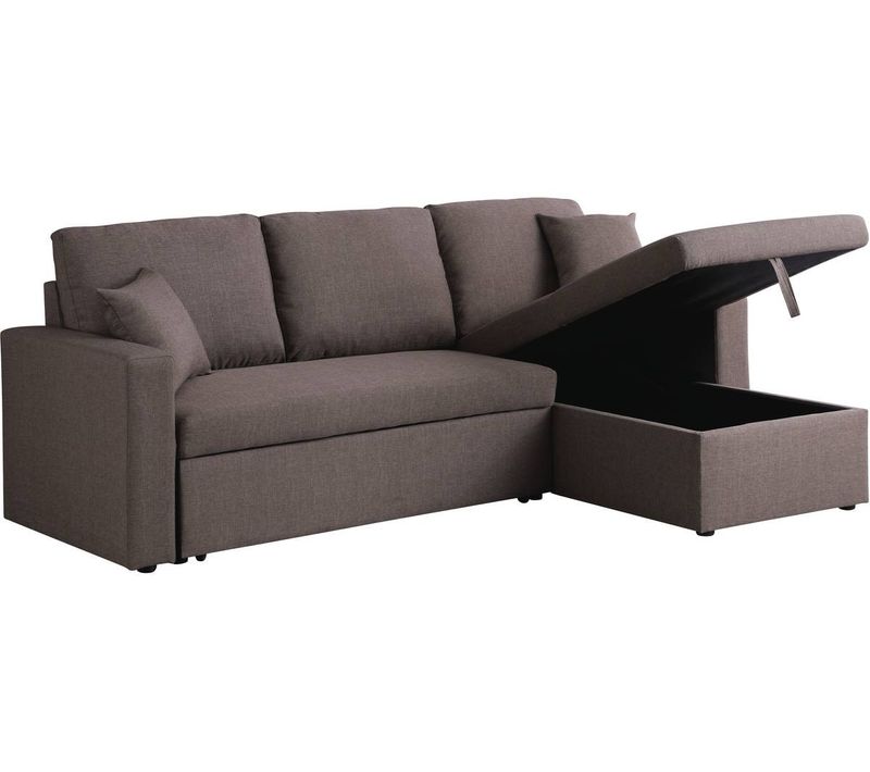 Canapé D'angle Convertible/ Réversible Avec Coffre "alain" - 3 Places - Taupe