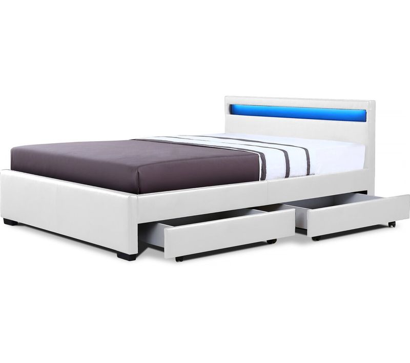 Lit LED Avec 4 Tiroirs "nico"- 140 × 190 Cm - Blanc