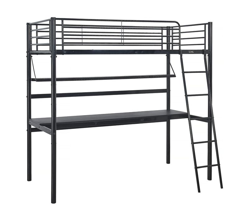 Lit Mezzanine Avec Bureau "Alona" En Métal - 90 X 190 Cm - Noir