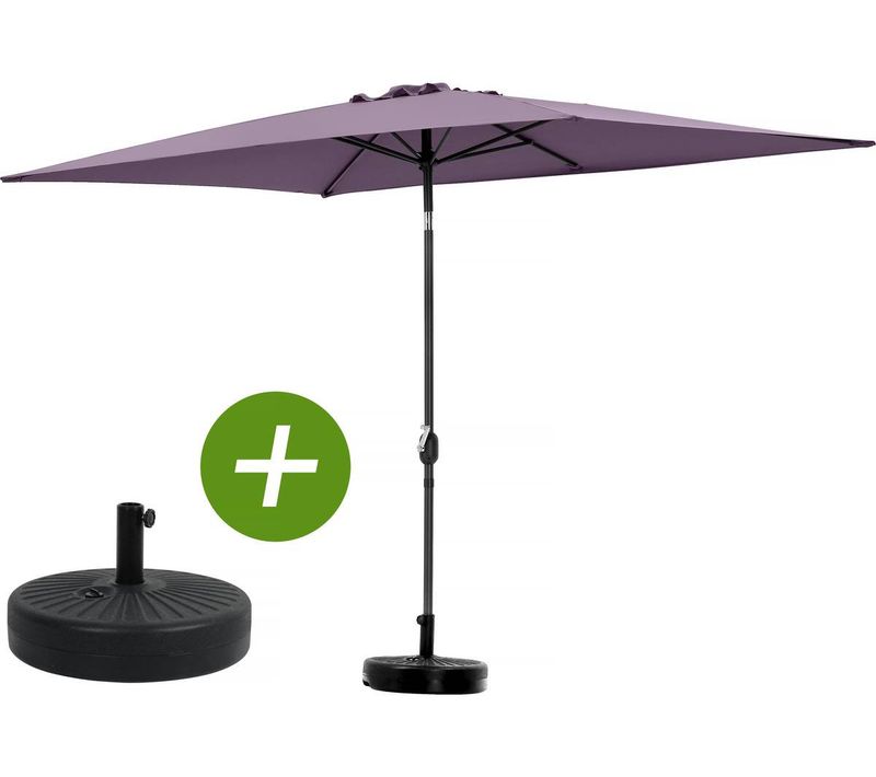 Parasol Jardin "sol 2" - Rectangle - 2 X 3 M - Violet + Dalles à Lester Incluses