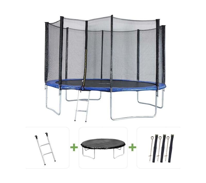 Trampoline "joycy" - D. 4,27 M - Avec Filet + échelle + Couverture + Kit D'ancrage