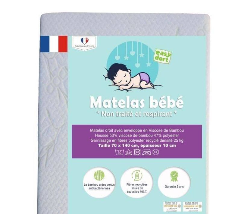 Matelas En Bambou 70x140 Cm Pour Lit Bébé