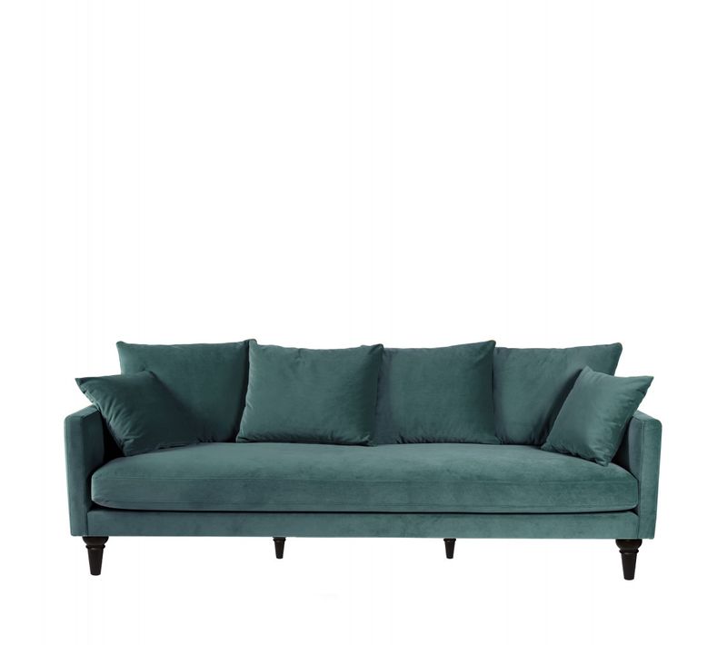 Canapé 4 Places En Velours Pieds Tournés