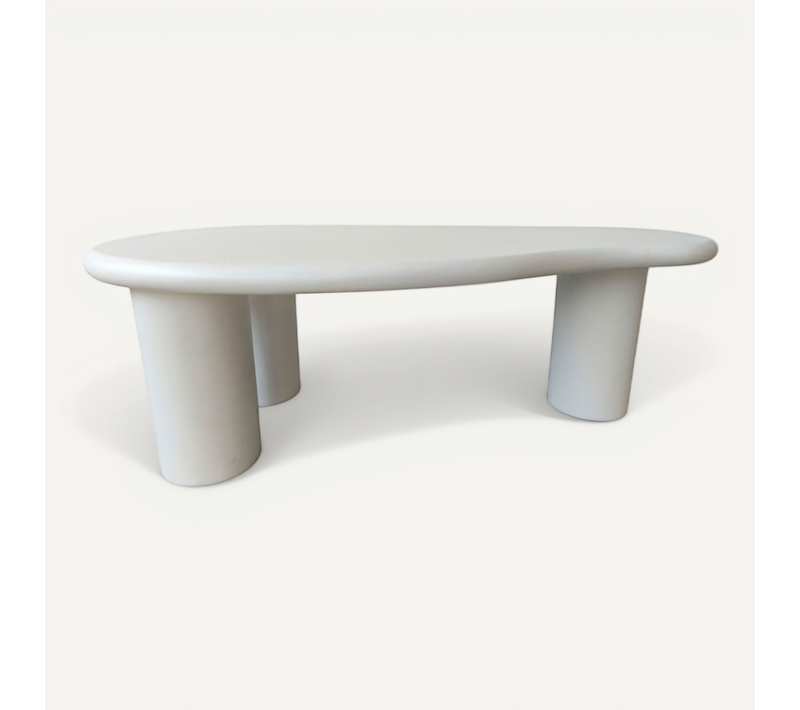 Luna - Table Basse Organique En Fibre De Ciment L120cm - Blanc