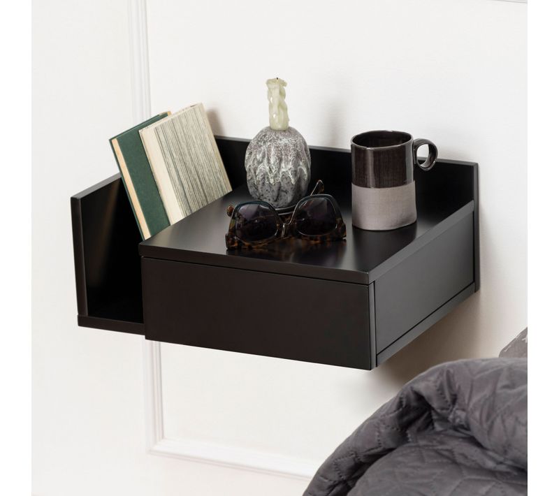 Kamichi - Table De Chevet Murale Réversible En Bois - Noir