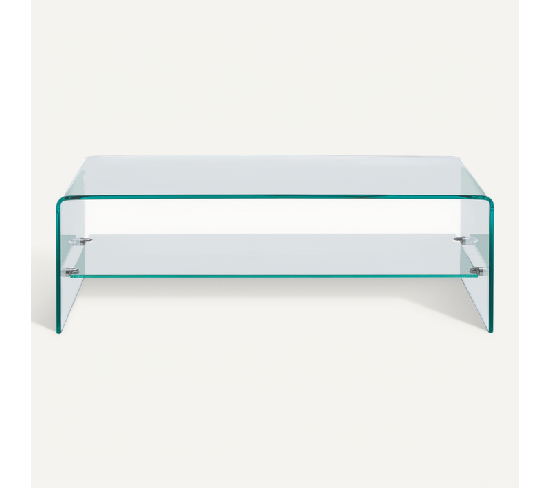 Nido - Table Basse Double Plateau En Verre L110cm - Transparent