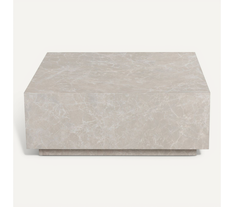 Lipani - Table Basse Carrée Effet Marbre 90x90cm - Grège