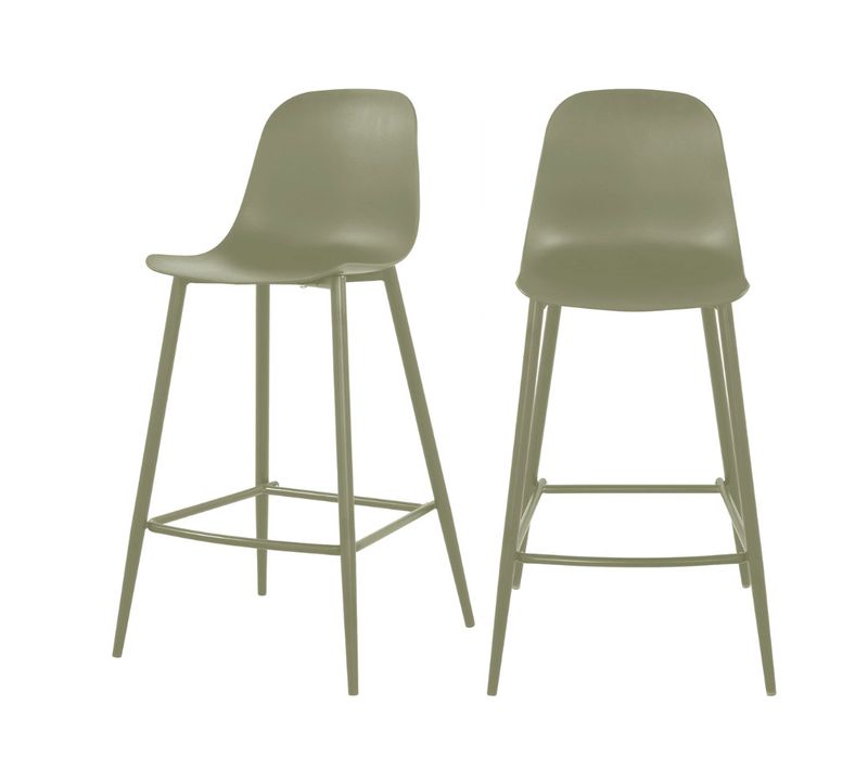 Portland - Lot De 4 Tabourets De Bar Intérieur Et Extérieur En Plastique Et Métal H65cm - Vert
