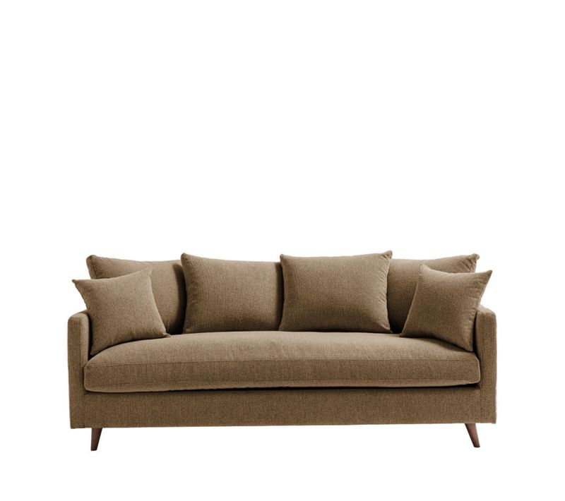 Canapé Convertible 3 Places En Tissu Pieds Bois Foncé