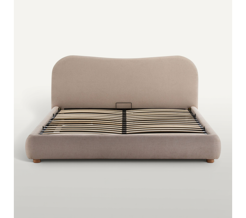 Napo - Lit Coffre En Tissu 160x200cm - Beige