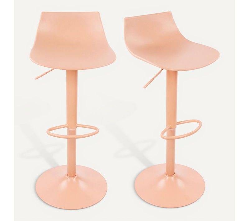 Lot De 2 Chaises De Bar Réglables En Plastique Et Métal H58-79cm