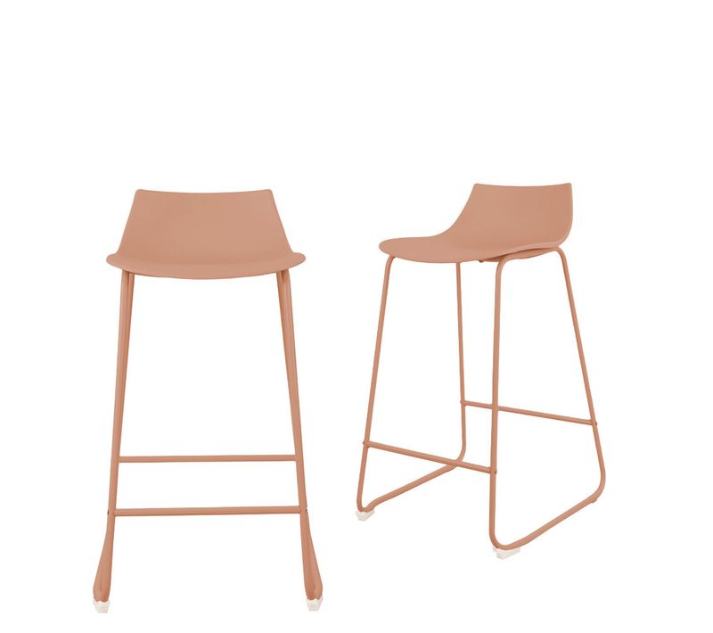 Lot De 4 Chaises De Bar En Plastique Et Métal H66cm