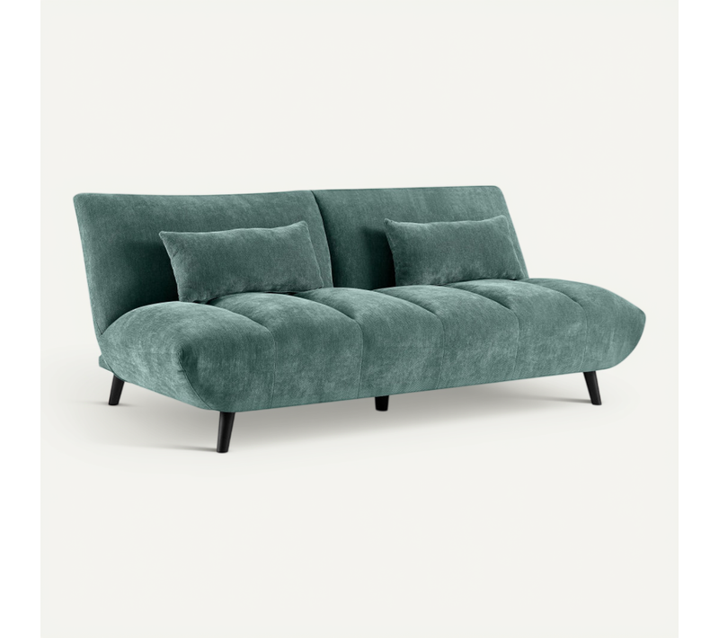 Peco - Canapé Convertible 3 Places En Tissu Chenille - Bleu Canard