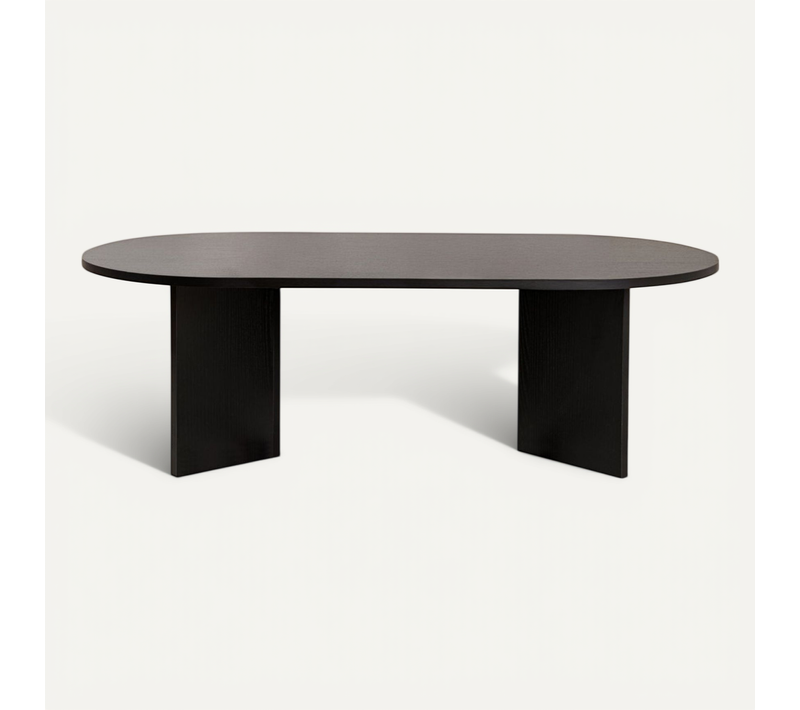 Sam - Table Basse Ovale En Bois 119x60cm - Noir