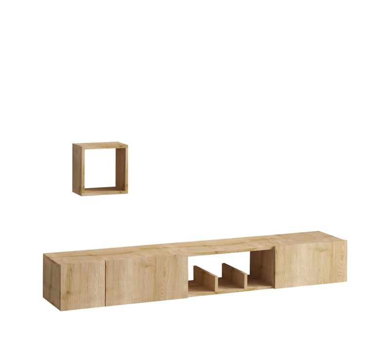 Meuble TV Suspendu 3 Portes En Bois L180cm