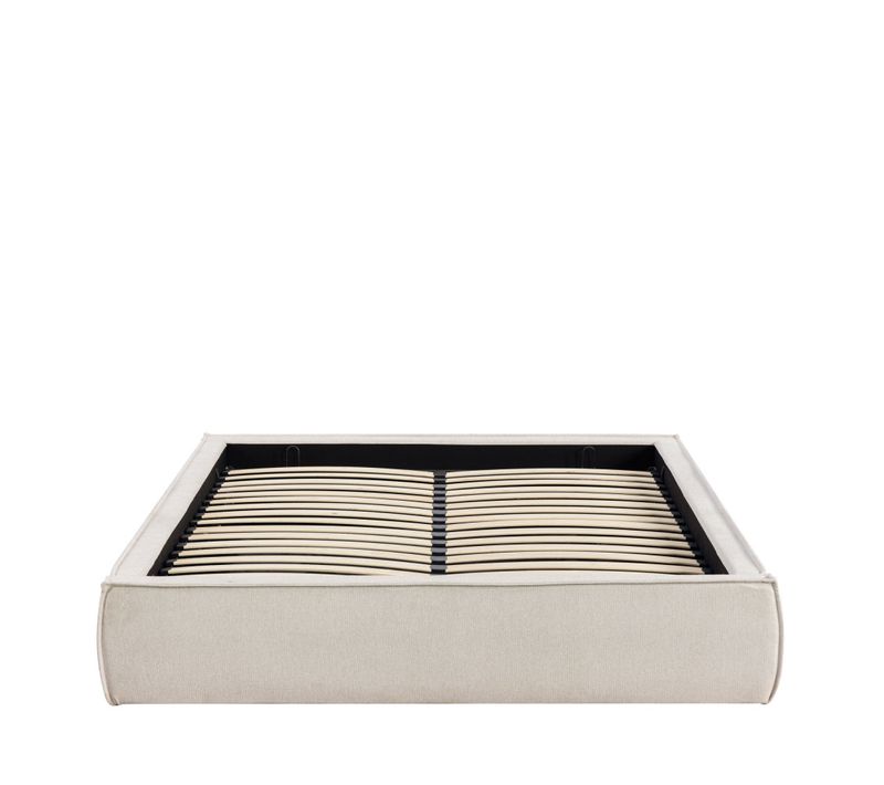 Liberio - Lit Coffre En Tissu 140x190cm - Beige