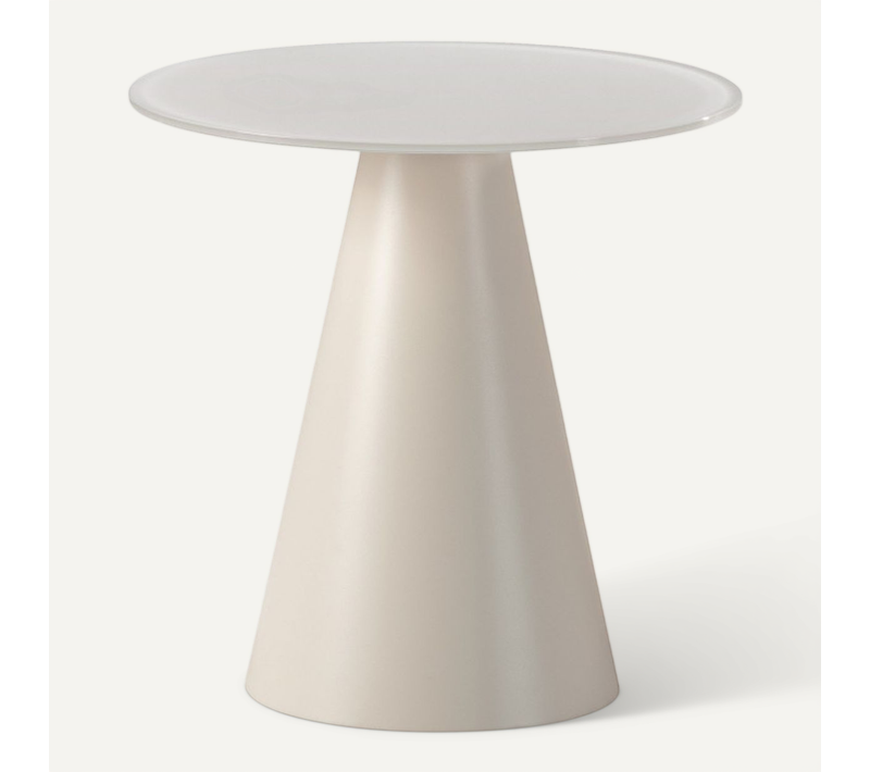 Table D'appoint Ronde En Verre Trempé Et Métal D.45cm - Beige