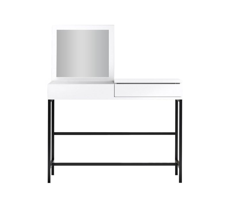 Coiffeuse 1 Tiroir Avec Miroir Et Rangement à Bijoux Intégré L100cm