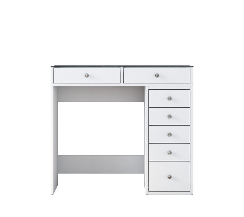 Coiffeuse 7 Tiroirs Avec Plateau En Verre L90cm