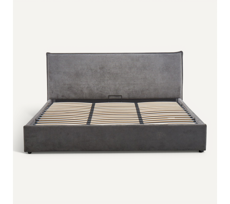Cama - Lit Coffre En Velours Côtelé 180x200cm - Gris