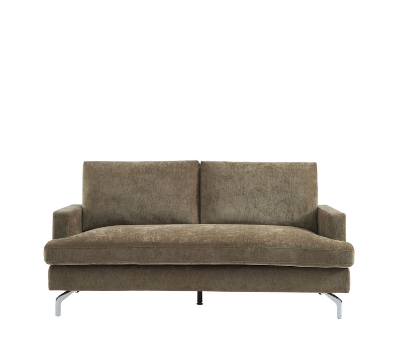Sophie - Canapé 3 Places En Tissu Pieds Chrome - Marron Glacé