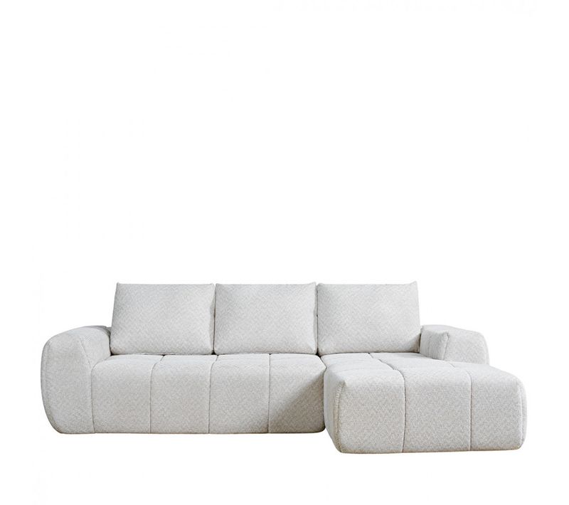 Louis - Canapé D'angle Droit Compressé 3,5 Places En Tissu - Beige