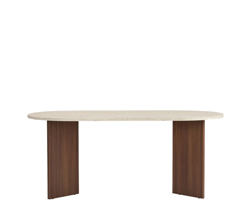 Table à Manger 8 Personnes Ovale En Bois Et Effet Travertin