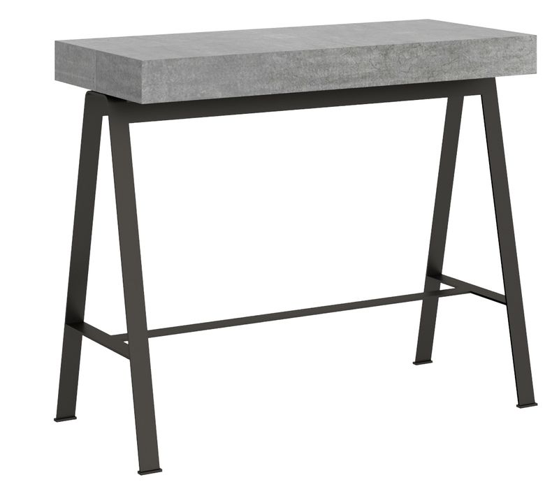 Console Extensible 90x40/300 Cm Banco Ciment Cadre Anthracite