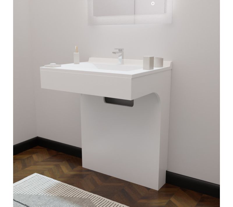 Meuble Simple Vasque Pmr Epure 70 Cm - Blanc Brillant