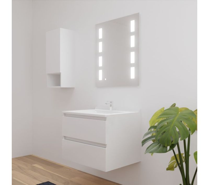 Meuble Salle De Bain Arlequin 70 Cm Avec Miroir Prestige-blanc-blanc