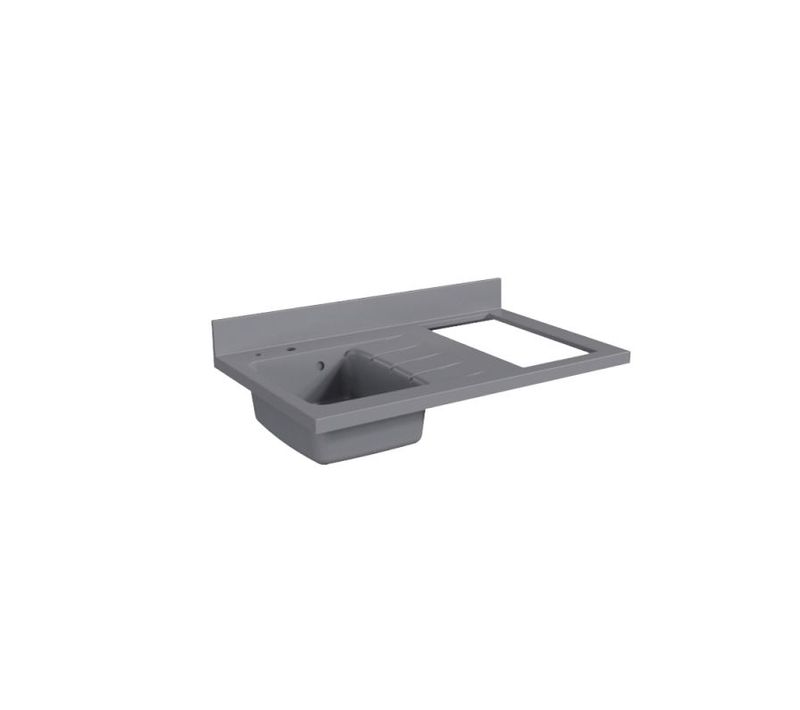 Plan Monobloc évier à Gauche 100 Cm - Cromo - Plaque De Cuisson : Non Inclus