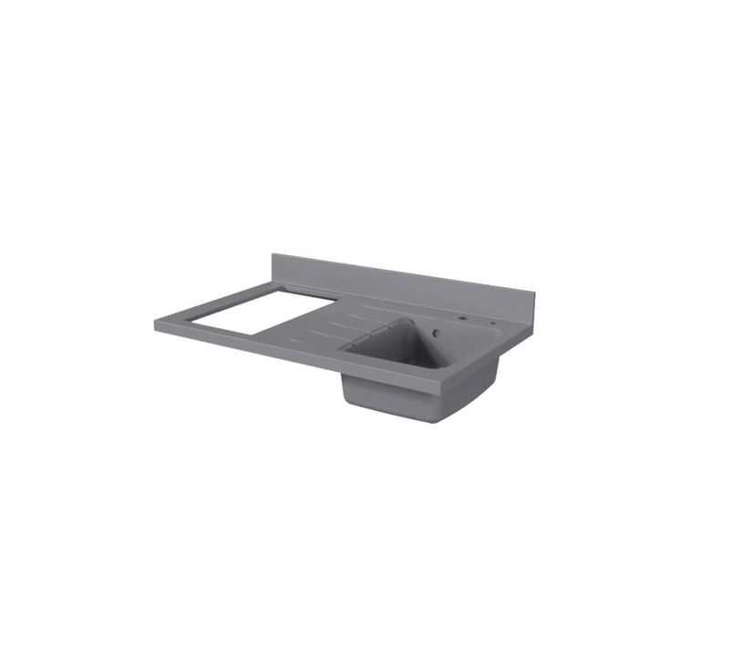 Plan Monobloc évier à Droite 100 Cm - Cromo - Plaque De Cuisson : Non Inclus