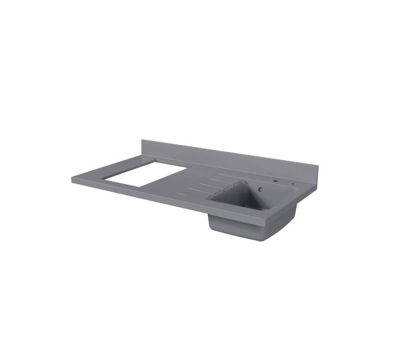 Plan Monobloc évier à Droite 120 Cm - Cromo - Plaque De Cuisson : Non Inclus