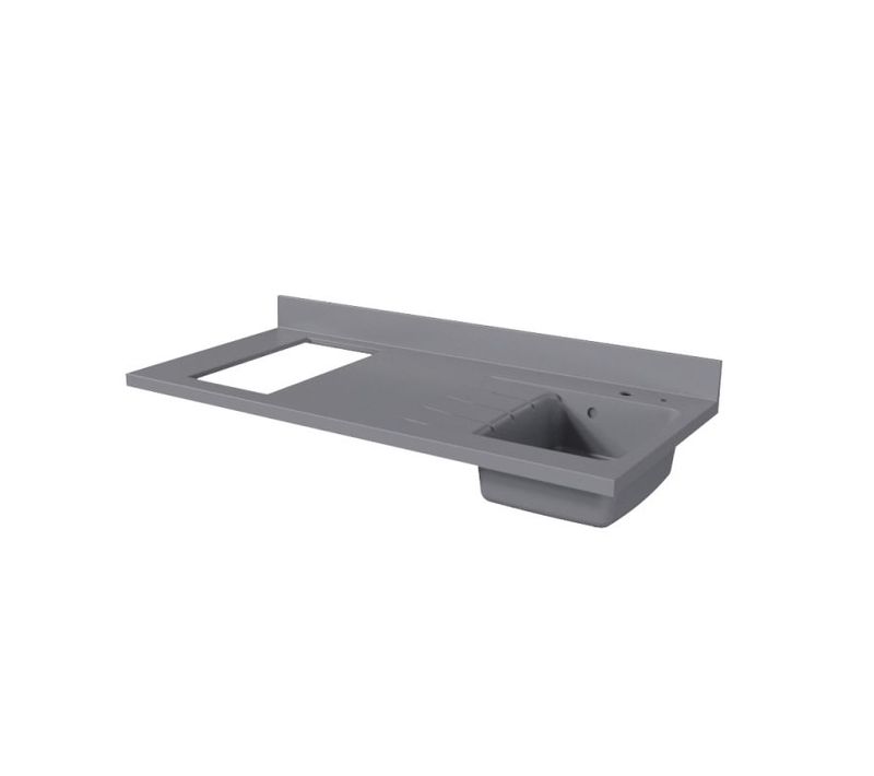 Plan Monobloc évier à Droite 140 Cm - Cromo - Plaque De Cuisson : Non Inclus