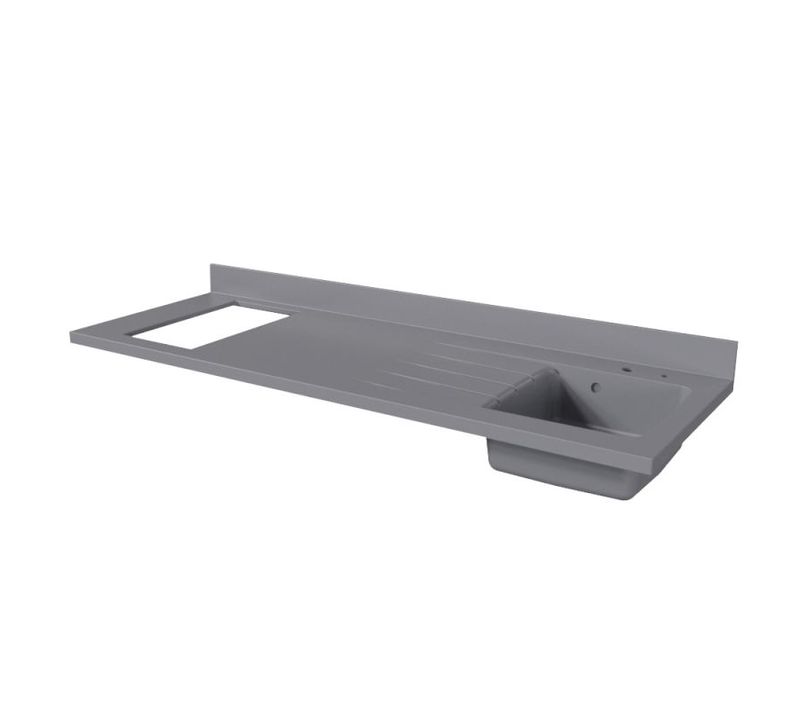 Plan Monobloc évier à Droite 180 Cm - Cromo - Plaque De Cuisson : Non Inclus