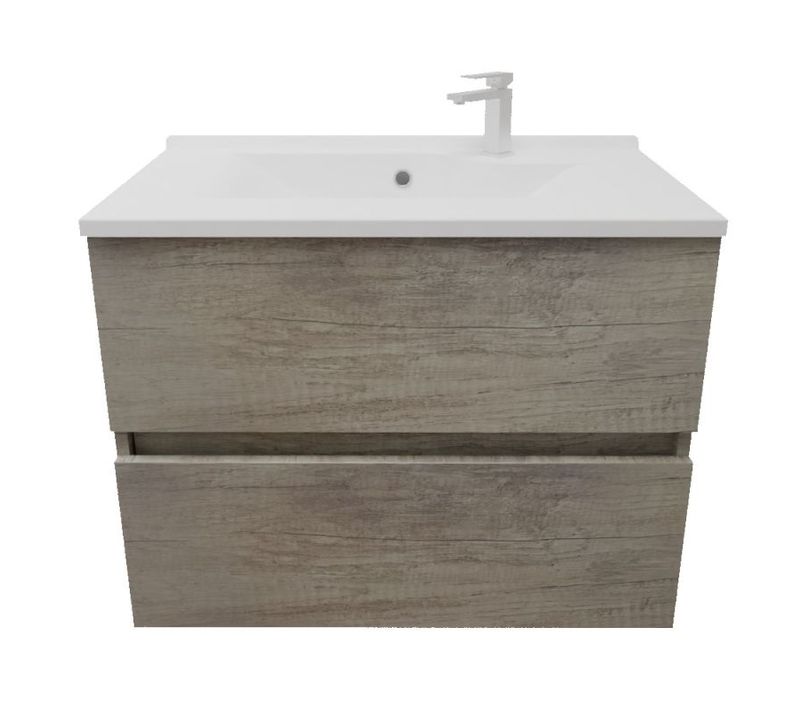 Meuble Salle De Bain Suspendu 70 Cm Rosaly Inox- Bois- Plan Vasque En Résine