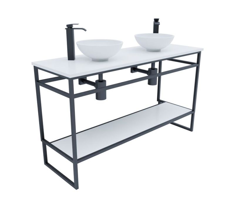 Meuble Salle De Bain 140 Cm Avec Deux Vasques à Poser Structura - Blanc