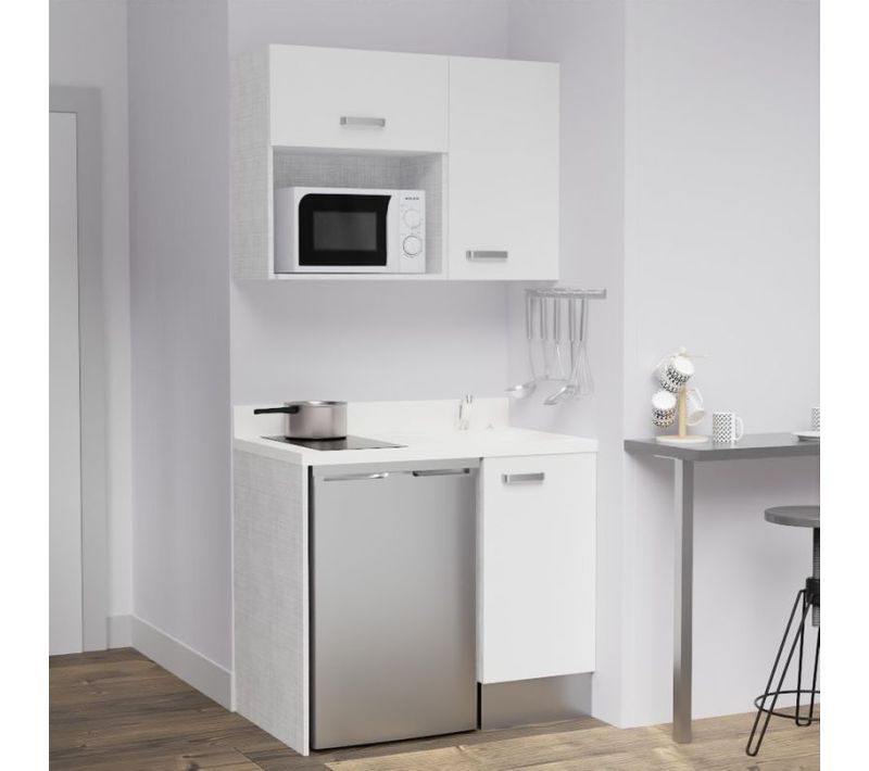 Kitchenette K00 - Blanc - Plan Monobloc Snova évier à Droite
