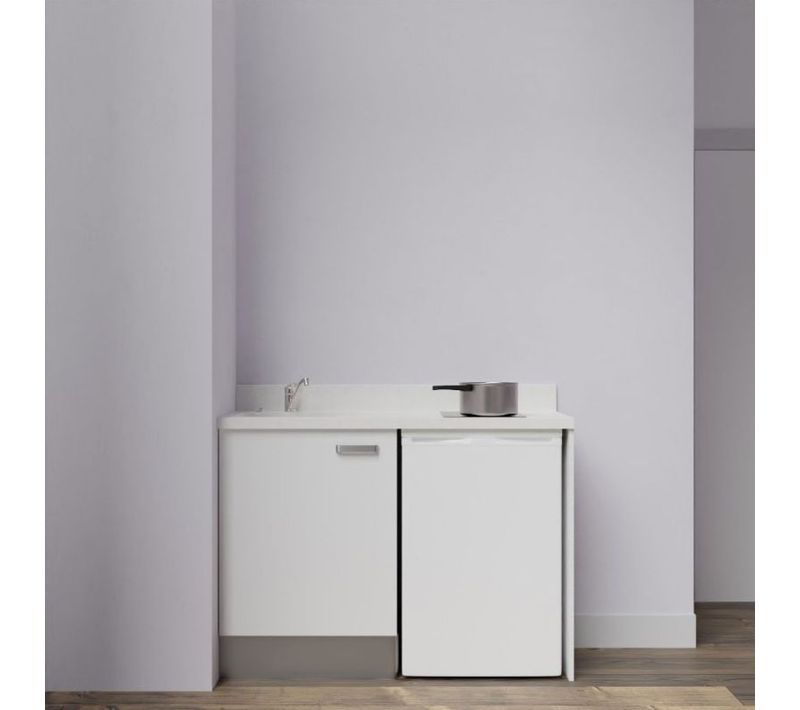 Kitchenette K08 - Blanc - Plan Monobloc Snova Évier à Gauche
