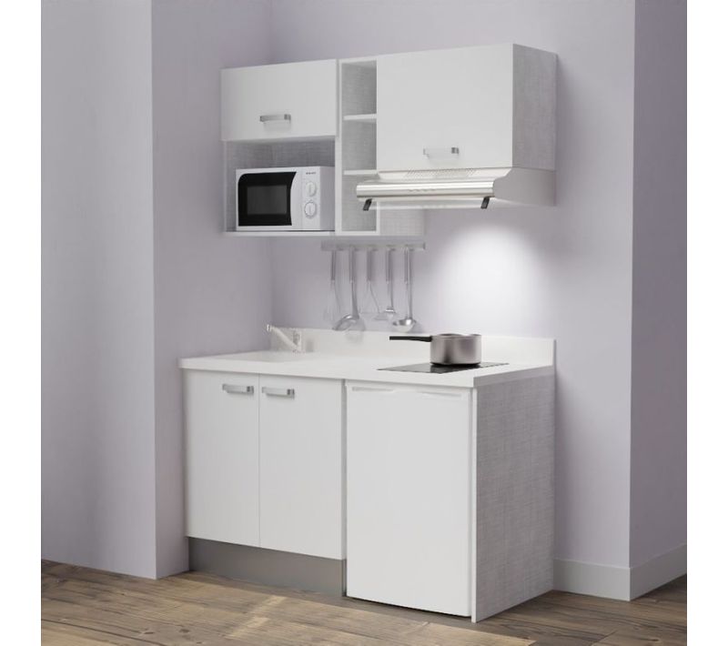Kitchenette K13 - Blanc - Plan Monobloc Snova évier à Gauche