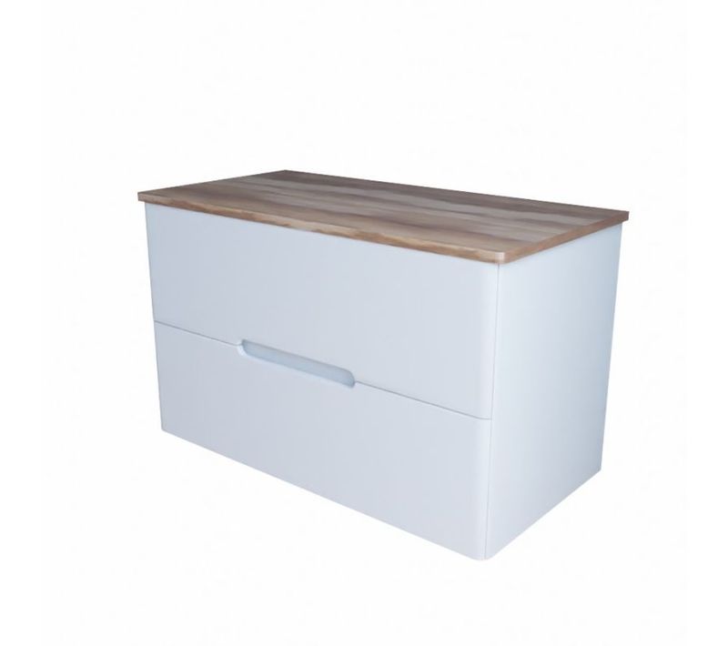 Meuble Salle De Bain Pour Vasque à Poser Klass 100 Cm - Blanc Et Bois