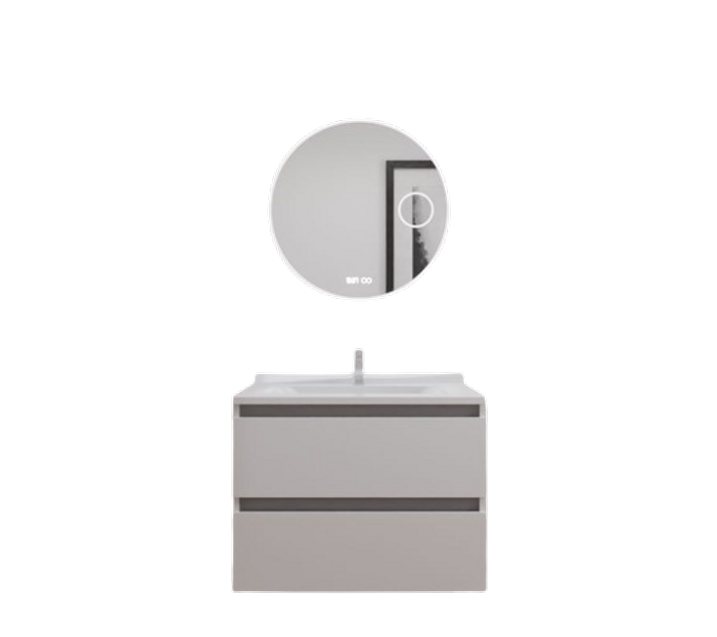 Meuble Salle De Bain Arlequin 70 Cm Avec Miroir Rondinara Blanc/Gris