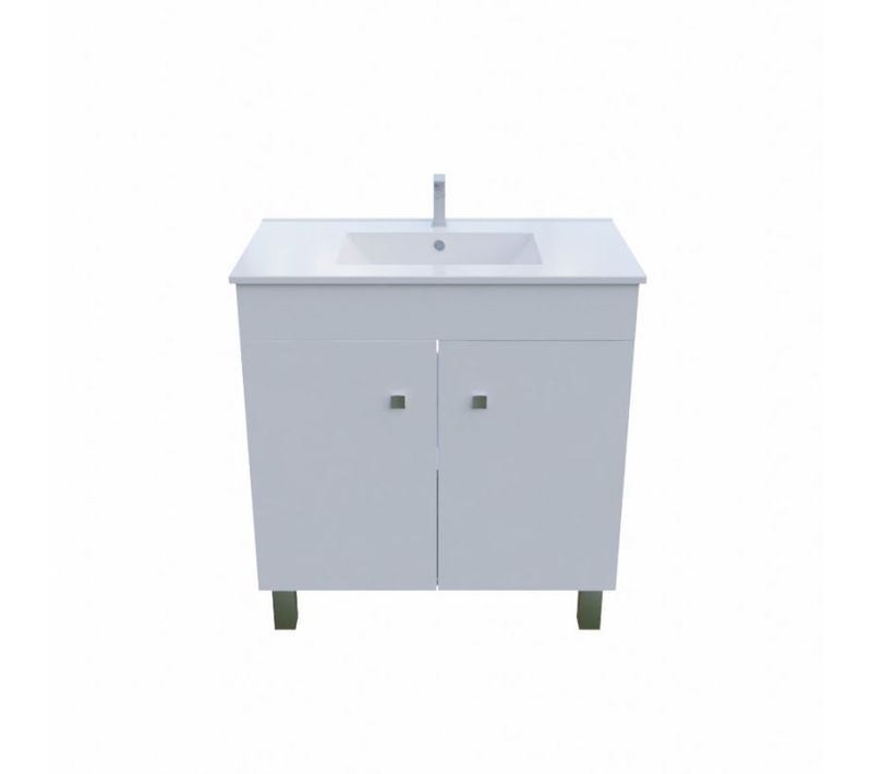 Meuble Salle De Bain Sur Pieds Ecoline 80 Cm - Blanc